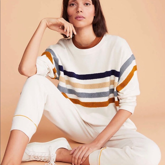 Lou & Grey Tops - Lou & Grey Fuzz stripe Terry soft Sweatshirt